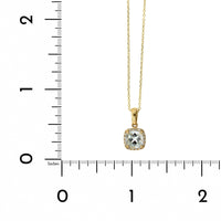 14K Yellow Gold Cushion Aquamarine Diamond Halo Necklace