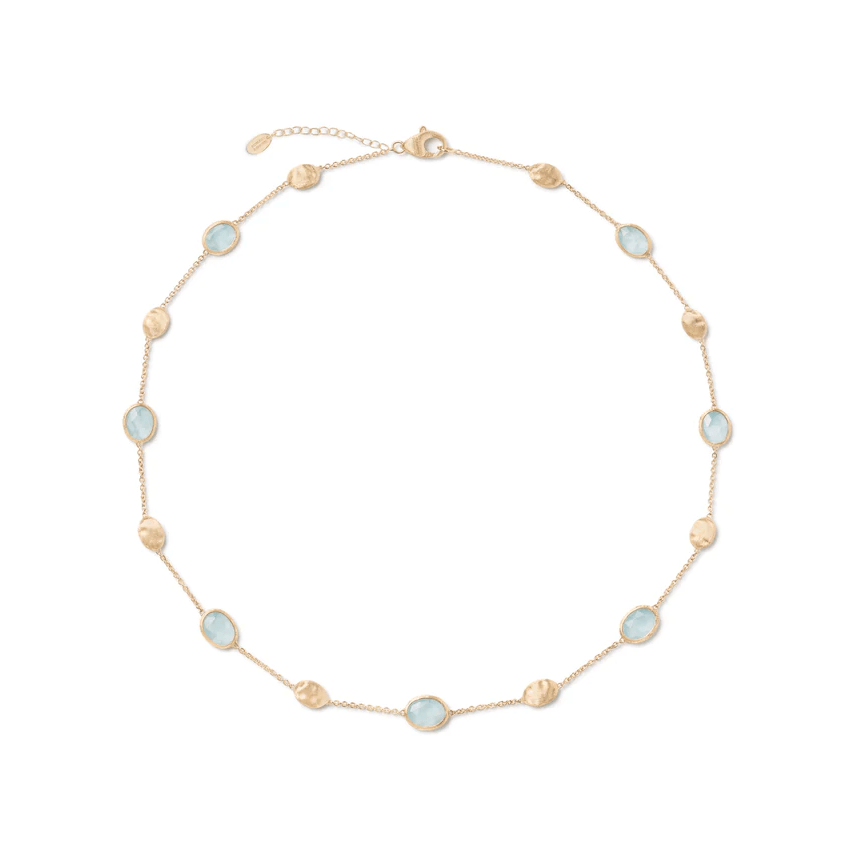 Marco Bicego Siviglia 18K Yellow Gold Aquamarine Station Necklace