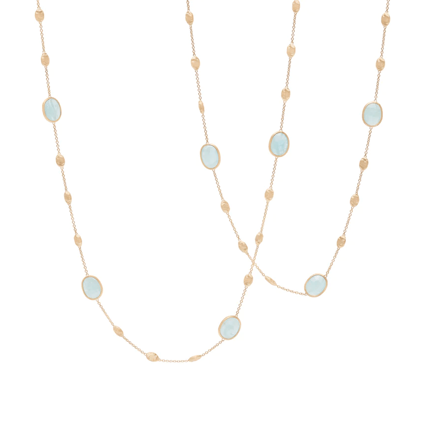 Marco Bicego Siviglia 18K Yellow Gold Aquamarine Station Necklace