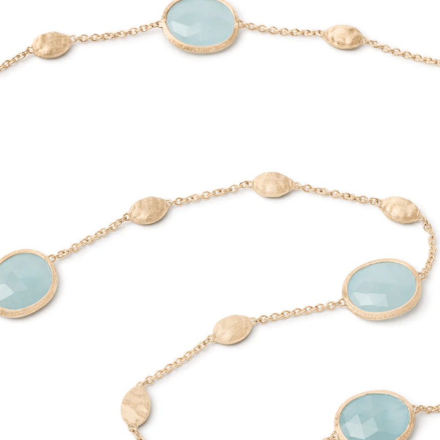 Marco Bicego Siviglia 18K Yellow Gold Aquamarine Station Necklace