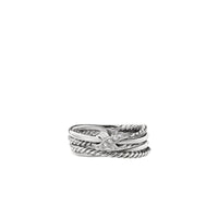 X Crossover Ring with Diamonds