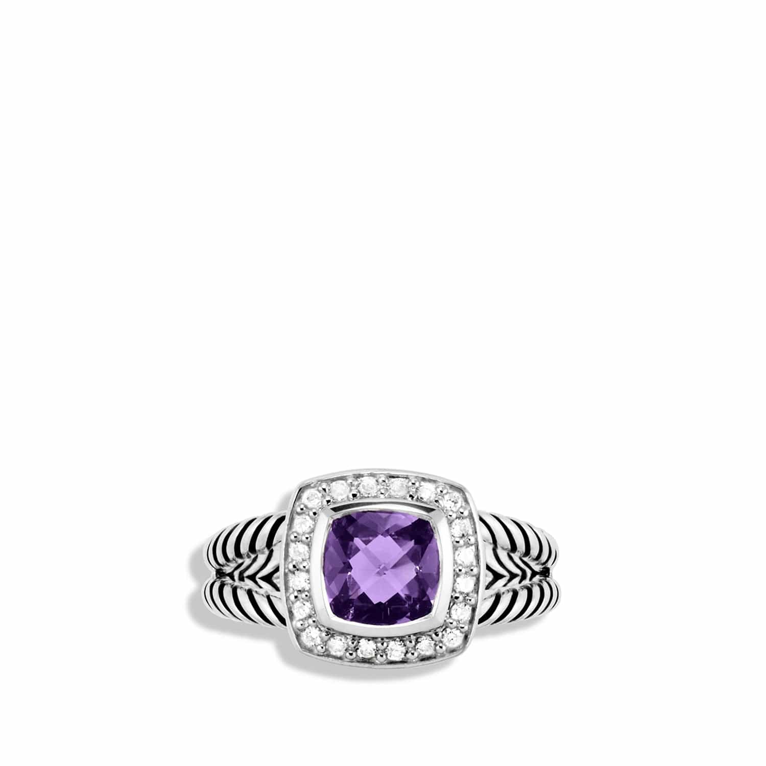 Petite Albion Ring with Black Orchid and Diamonds