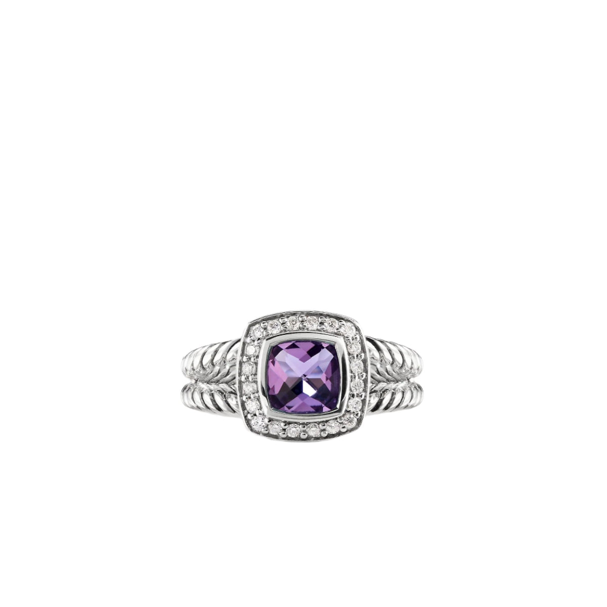 Petite Albion Ring with Amethyst and Diamonds