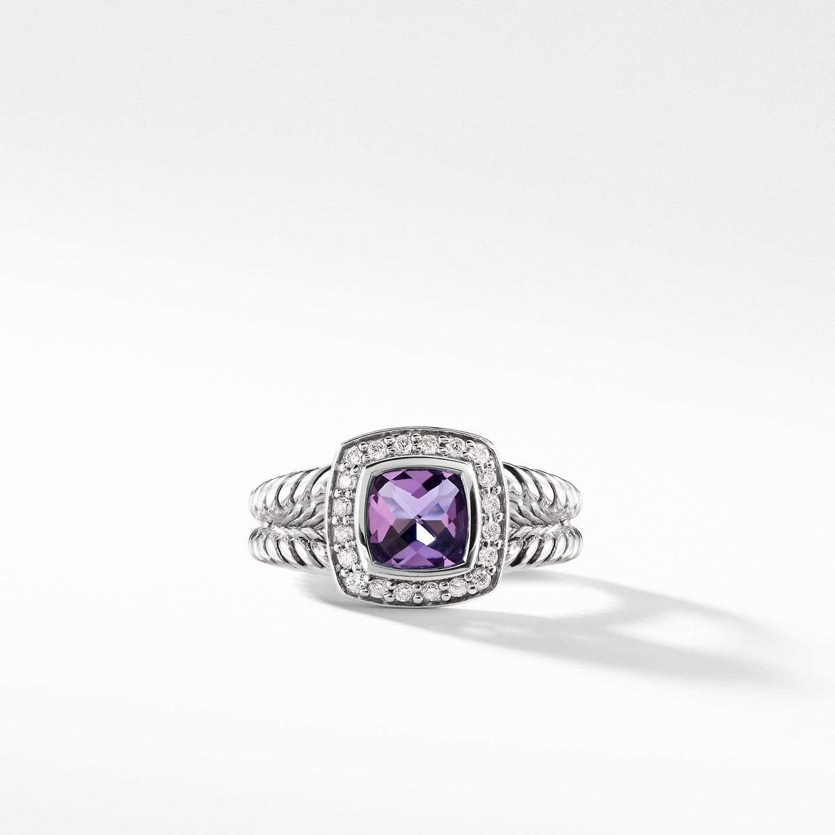 Petite Albion Ring with Amethyst and Diamonds