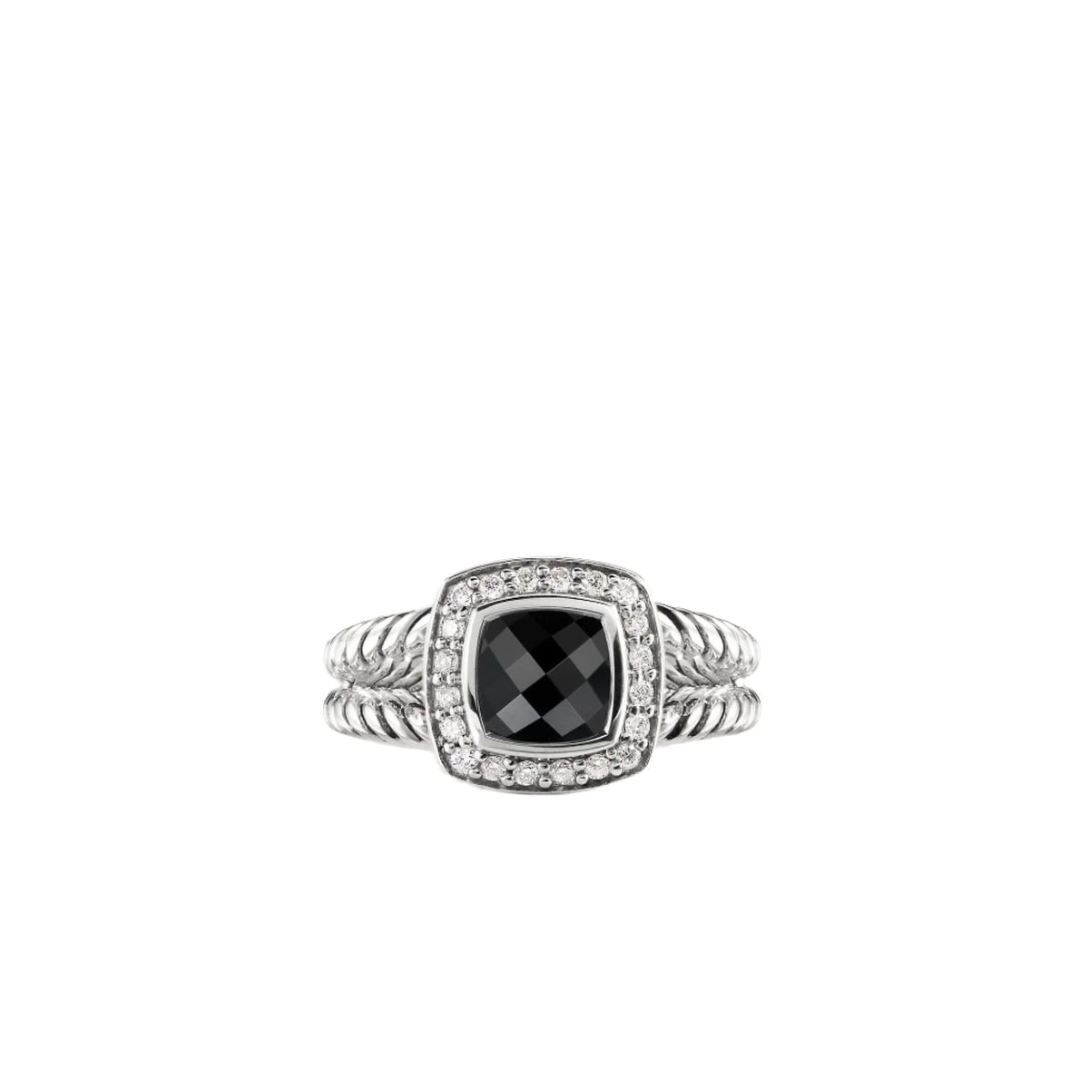 Petite Albion Ring with Black Onyx and Diamonds
