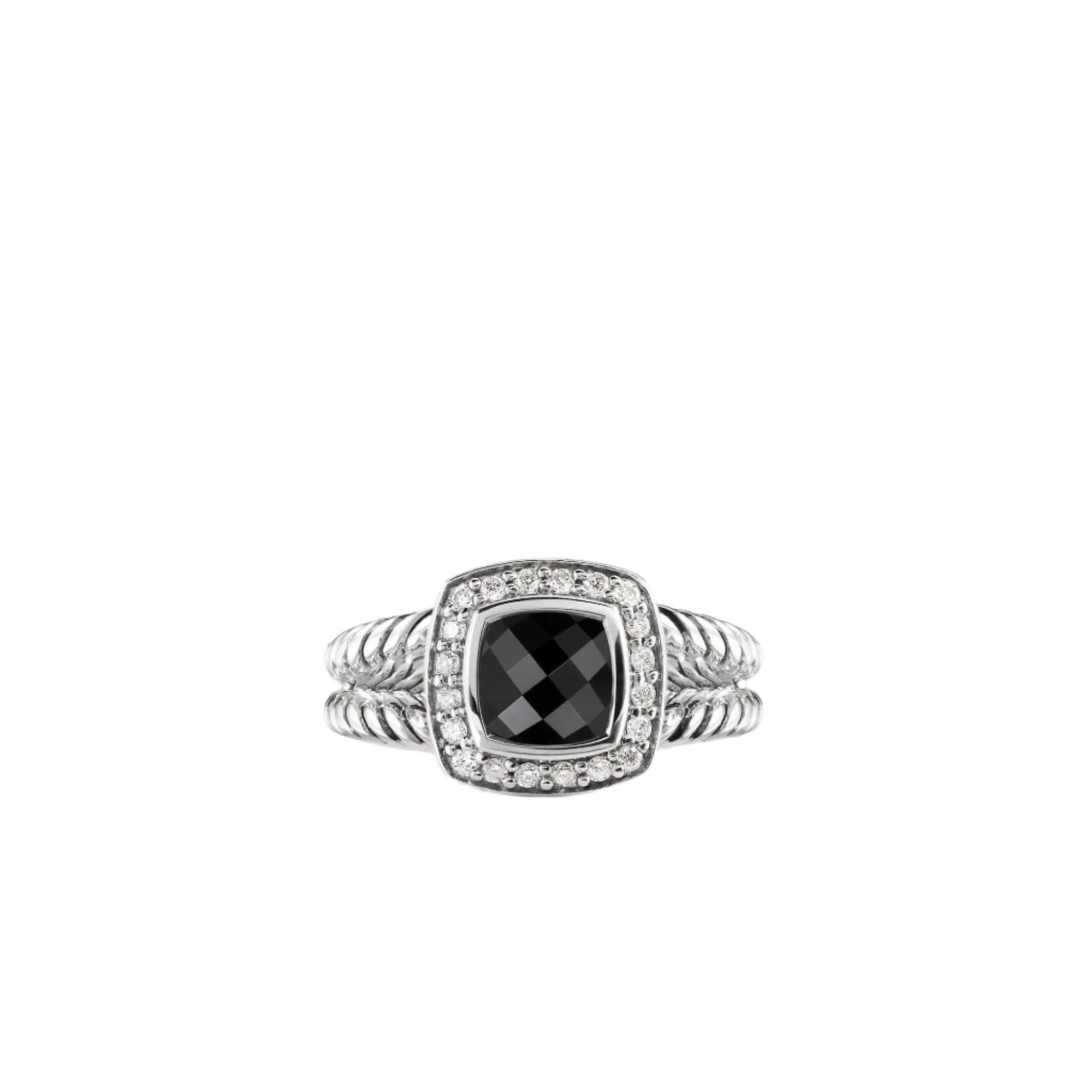 Petite Albion Ring with Black Onyx and Diamonds