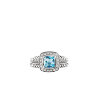 Petite Albion Ring with Blue Topaz and Diamonds