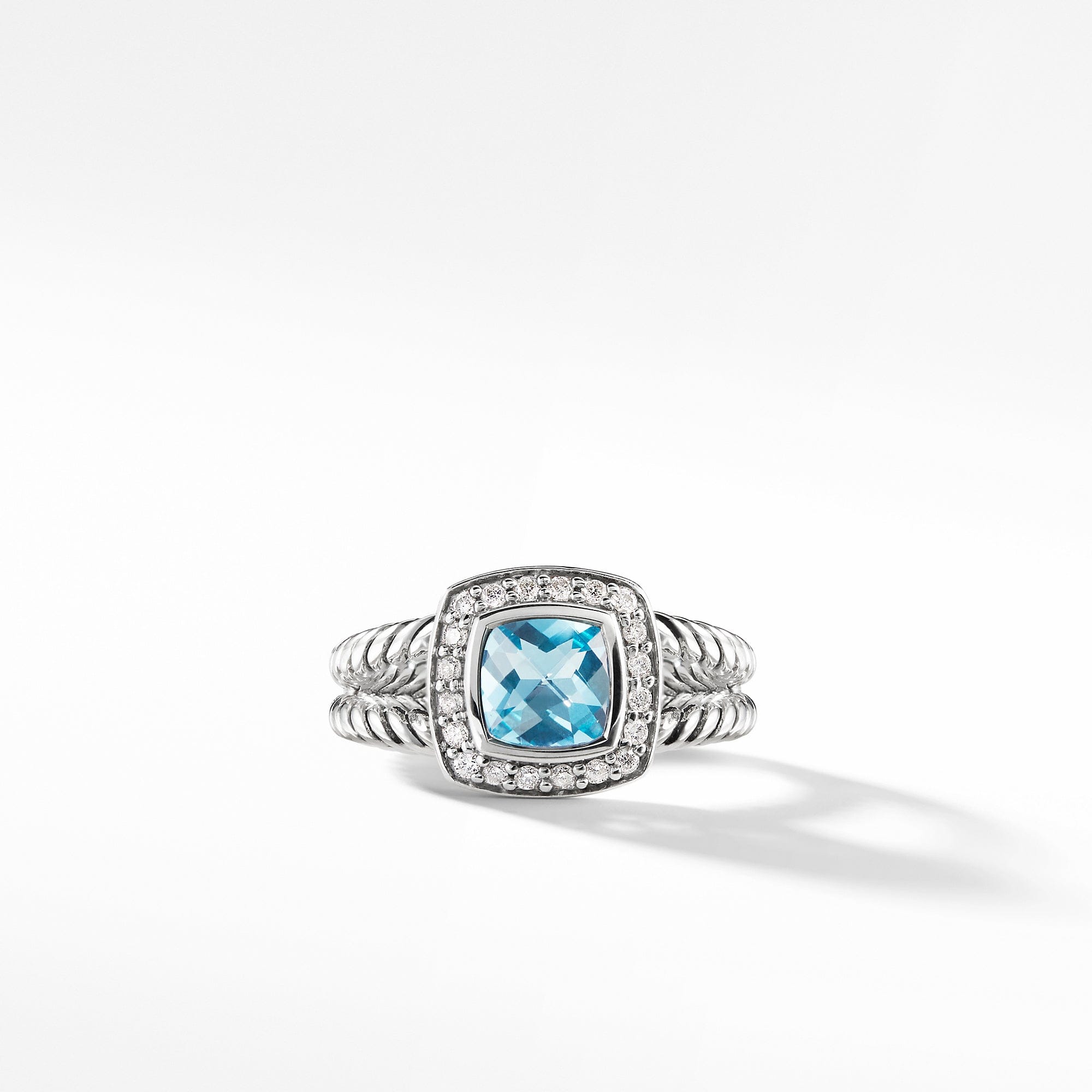 Petite Albion Ring with Blue Topaz and Diamonds