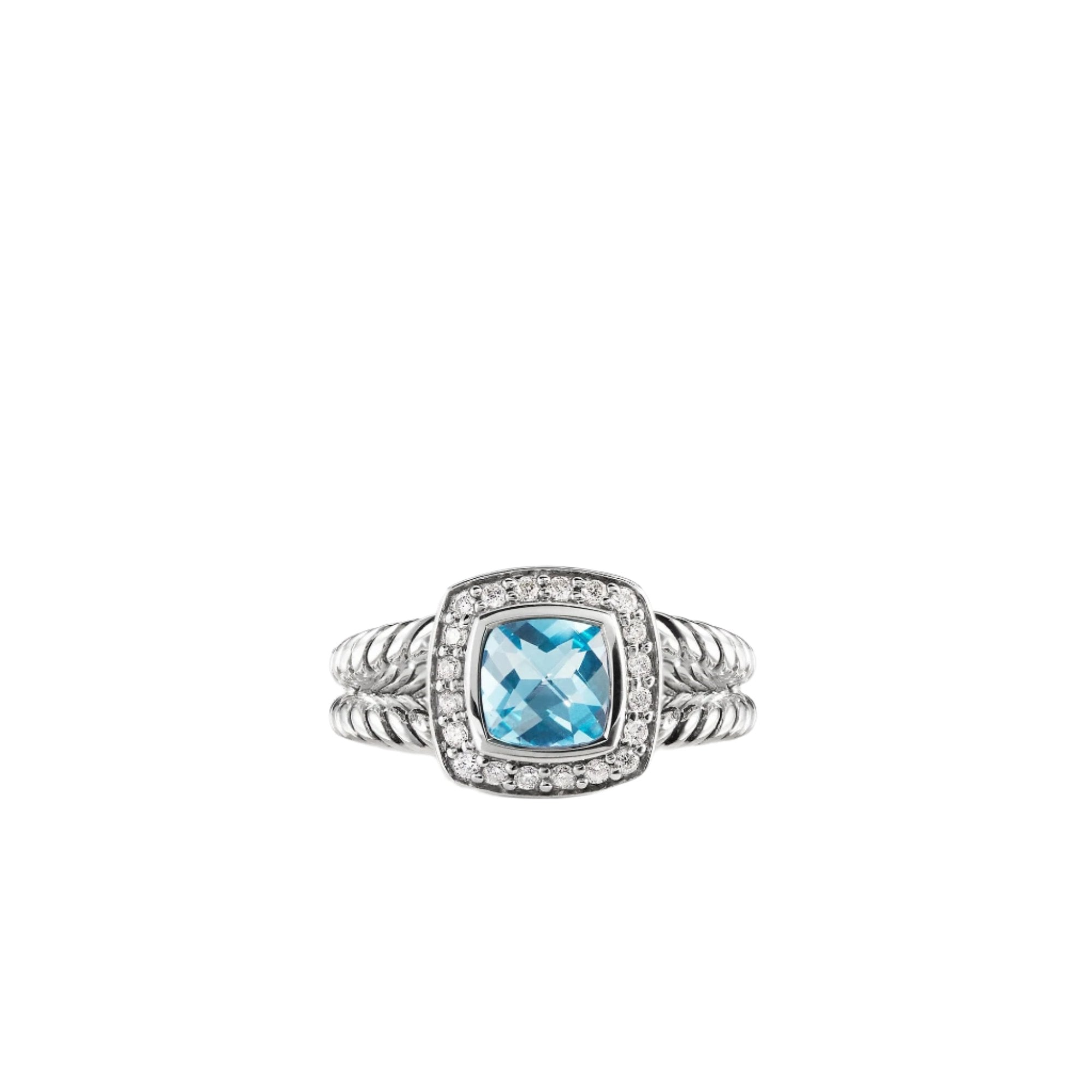 Petite Albion Ring with Blue Topaz and Diamonds