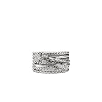 Double X Crossover Ring with Diamonds