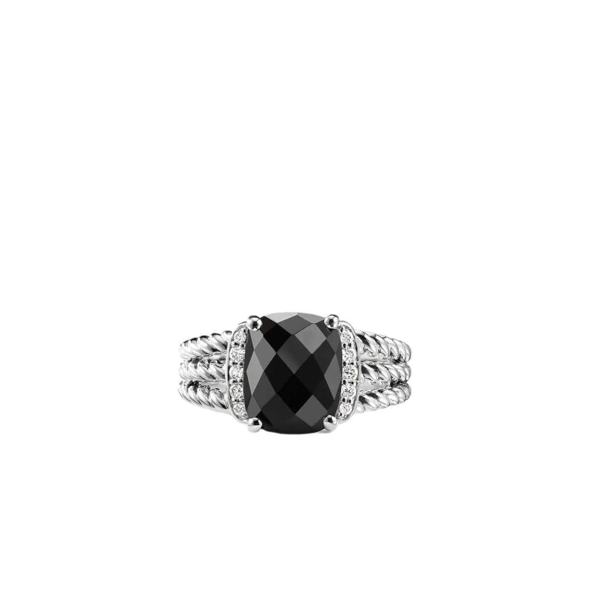 Petite Wheaton Ring with Black Onyx and Diamonds