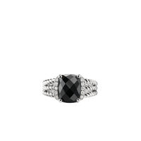 Petite Wheaton Ring with Black Onyx and Diamonds