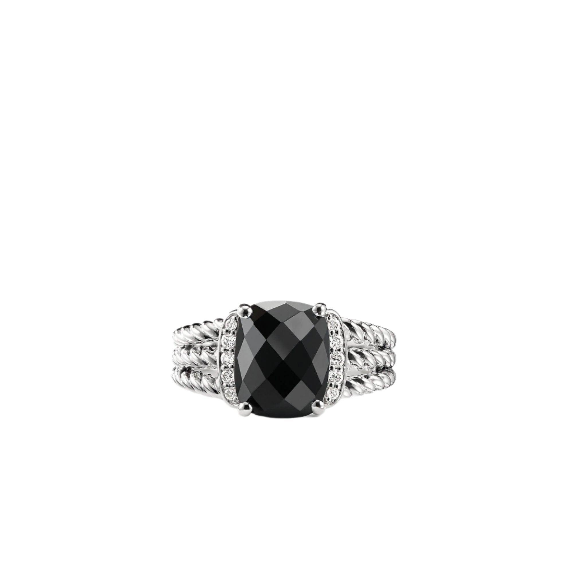 Petite Wheaton Ring with Black Onyx and Diamonds