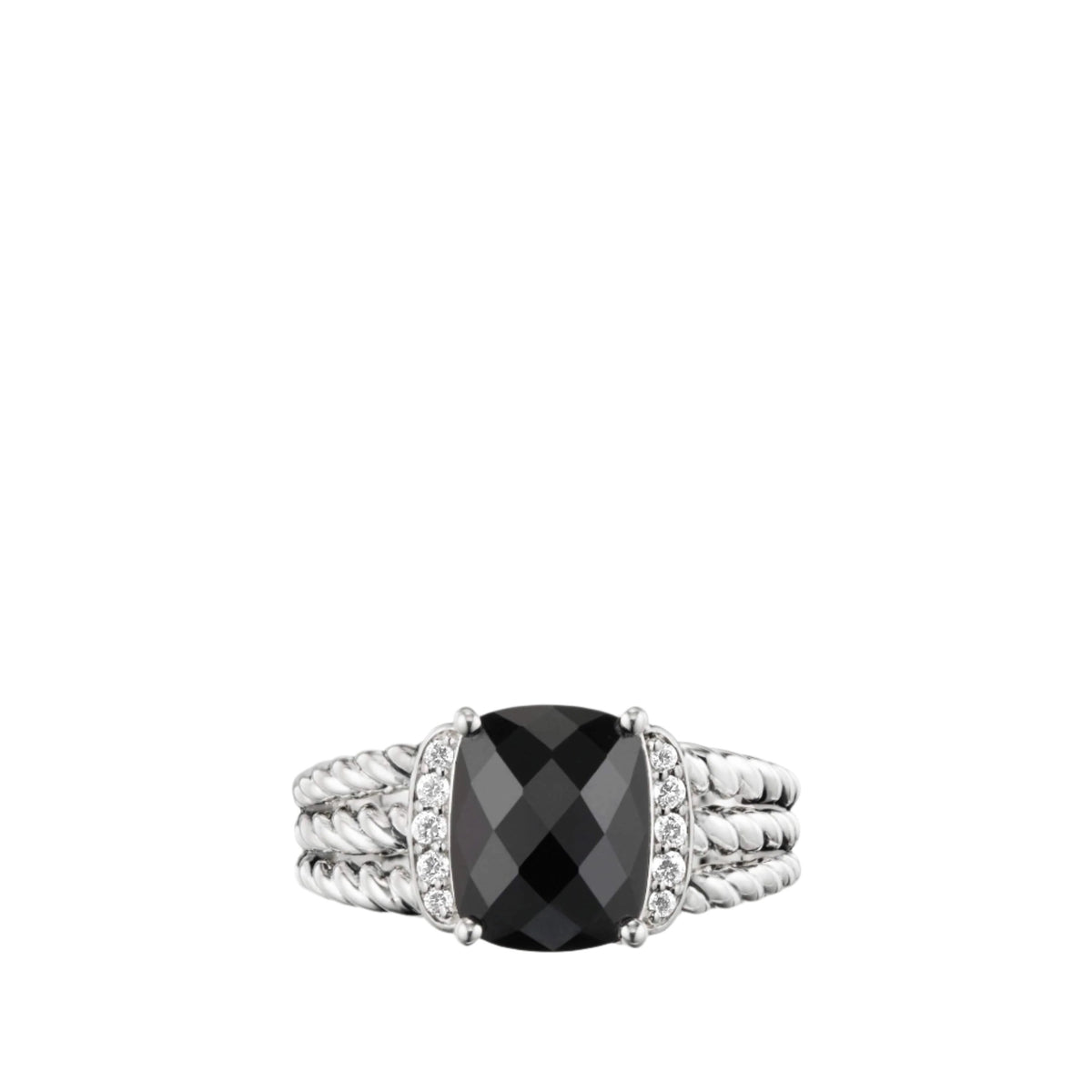 Petite Wheaton Ring with Black Onyx and Diamonds