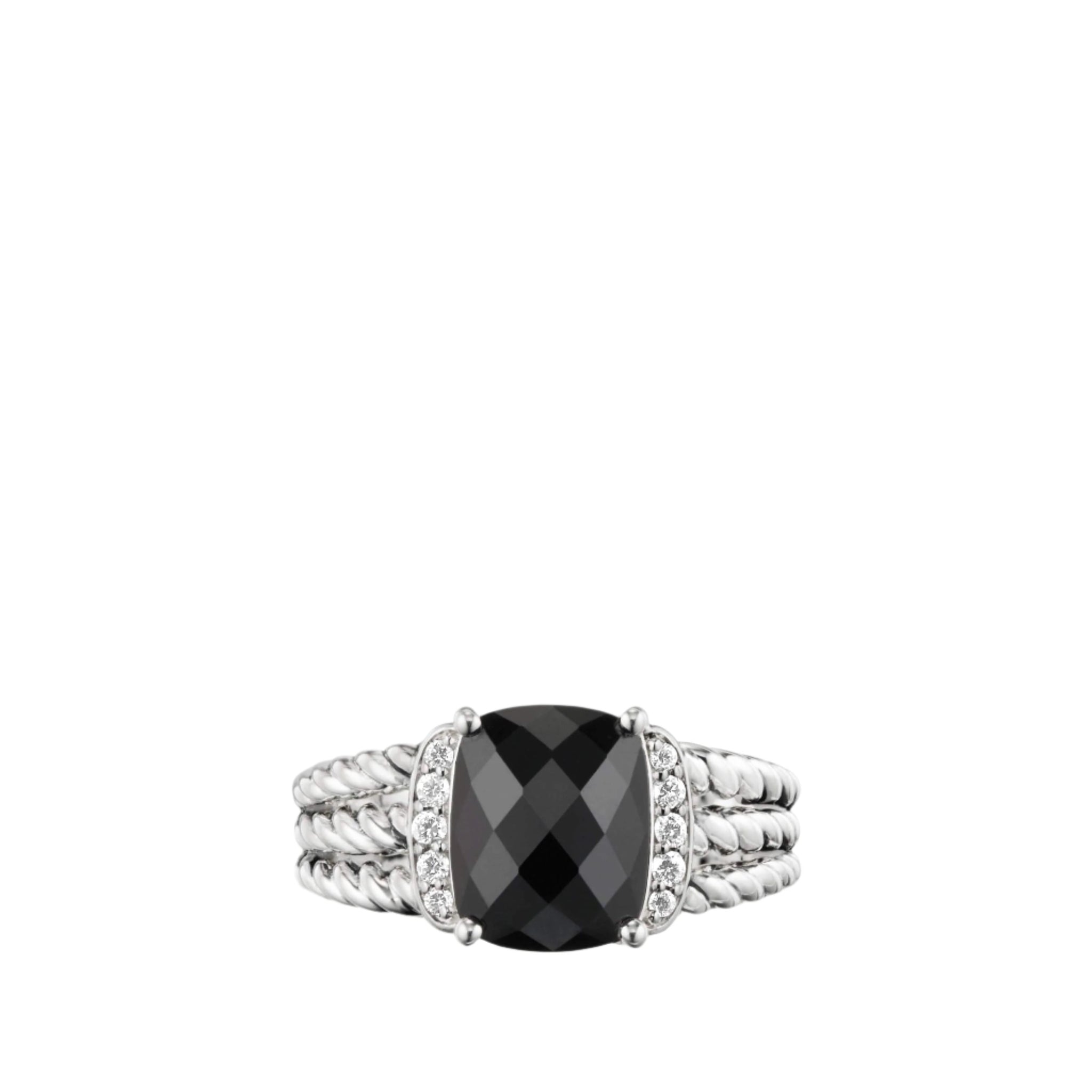Petite Wheaton Ring with Black Onyx and Diamonds