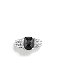 Petite Wheaton Ring with Black Onyx and Diamonds