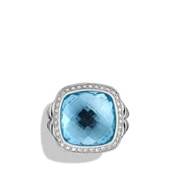 Ring with Blue Topaz and Diamonds