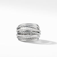 Crossover Dome Ring with Diamonds