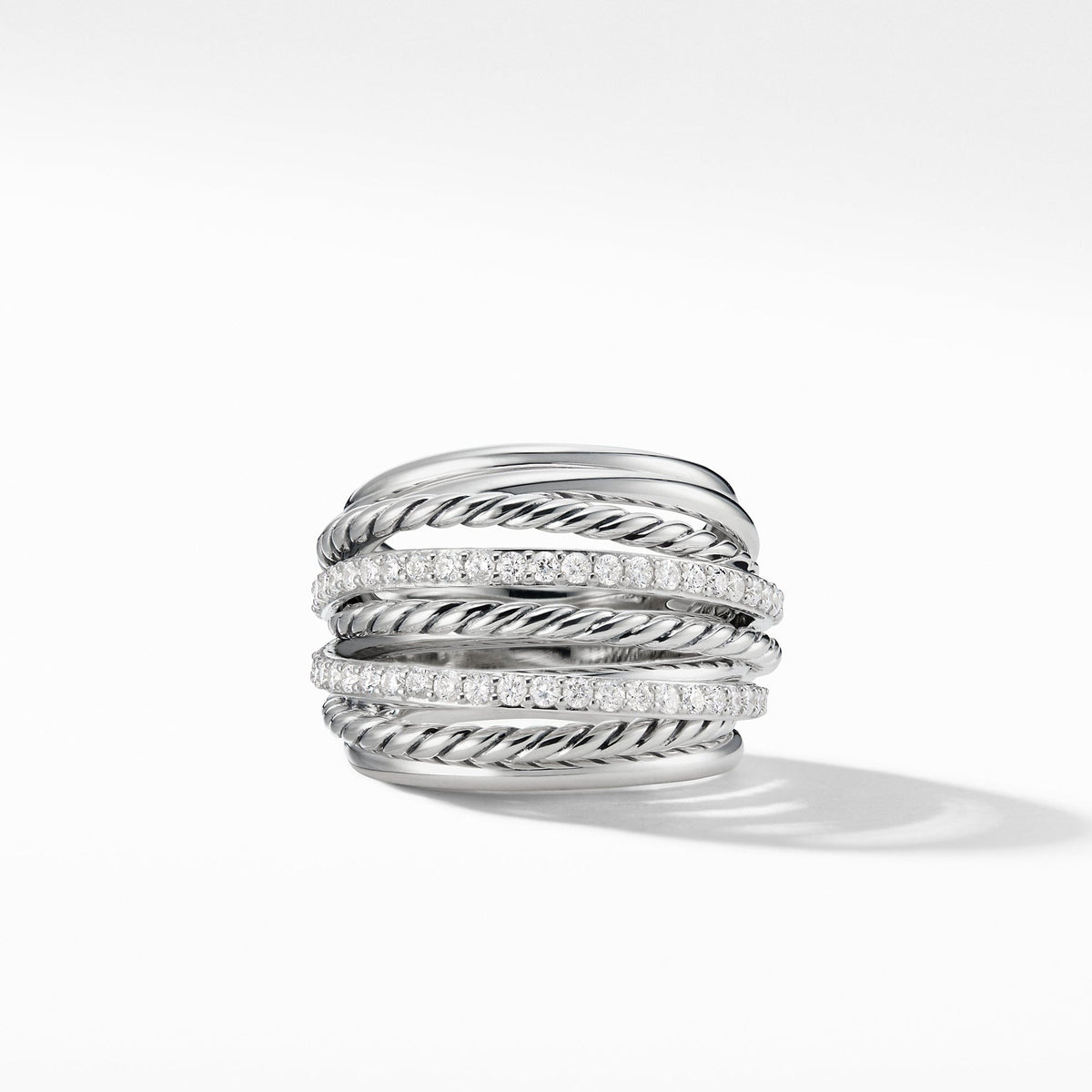 Crossover Dome Ring with Diamonds