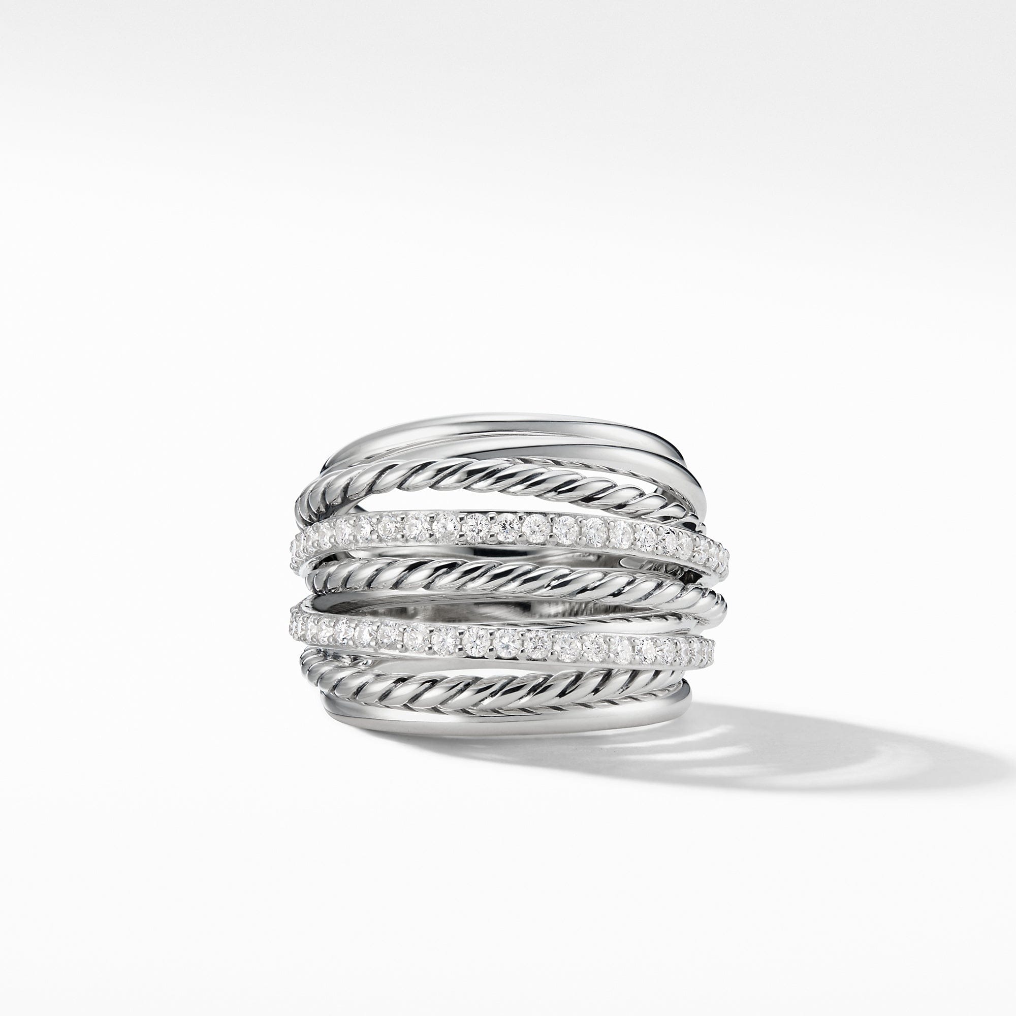 Crossover Dome Ring with Diamonds