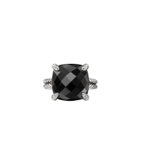 Chatelaine® Ring with Black Onyx and Diamonds, 14mm