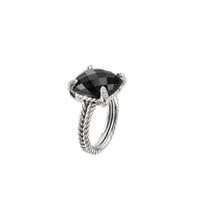 Chatelaine® Ring with Black Onyx and Diamonds, 14mm
