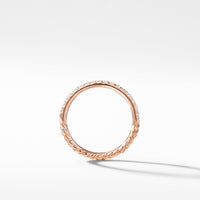 Cable Pavé Band Ring in 18K Rose Gold with Diamonds