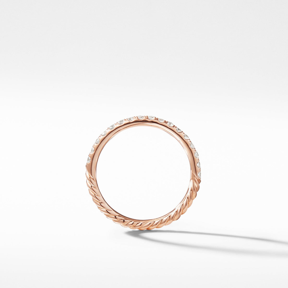 Cable Pavé Band Ring in 18K Rose Gold with Diamonds