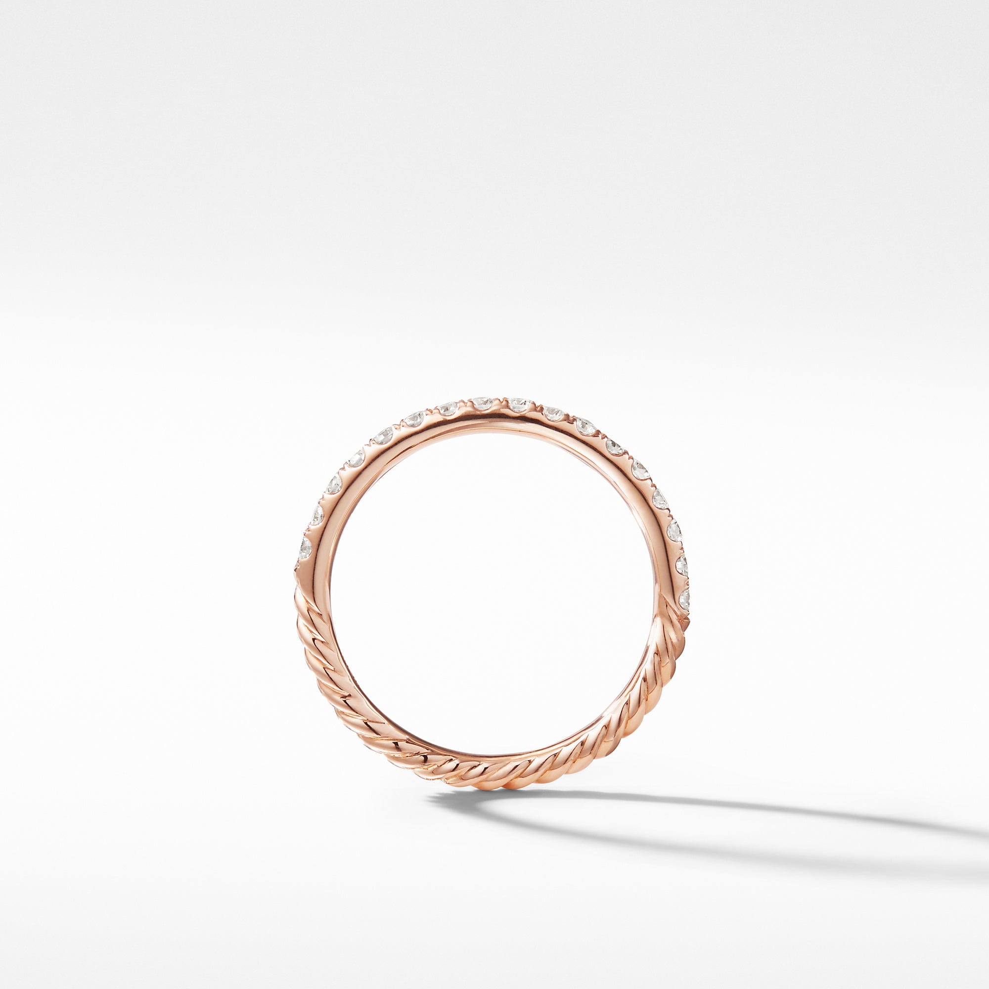 Cable Pavé Band Ring in 18K Rose Gold with Diamonds