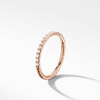 Cable Pavé Band Ring in 18K Rose Gold with Diamonds