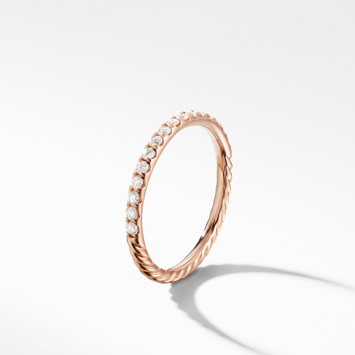 Cable Pavé Band Ring in 18K Rose Gold with Diamonds