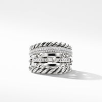 Wellesley Four-Row Ring with Diamonds, 16.5mm