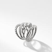 Wellesley Four-Row Ring with Diamonds, 16.5mm