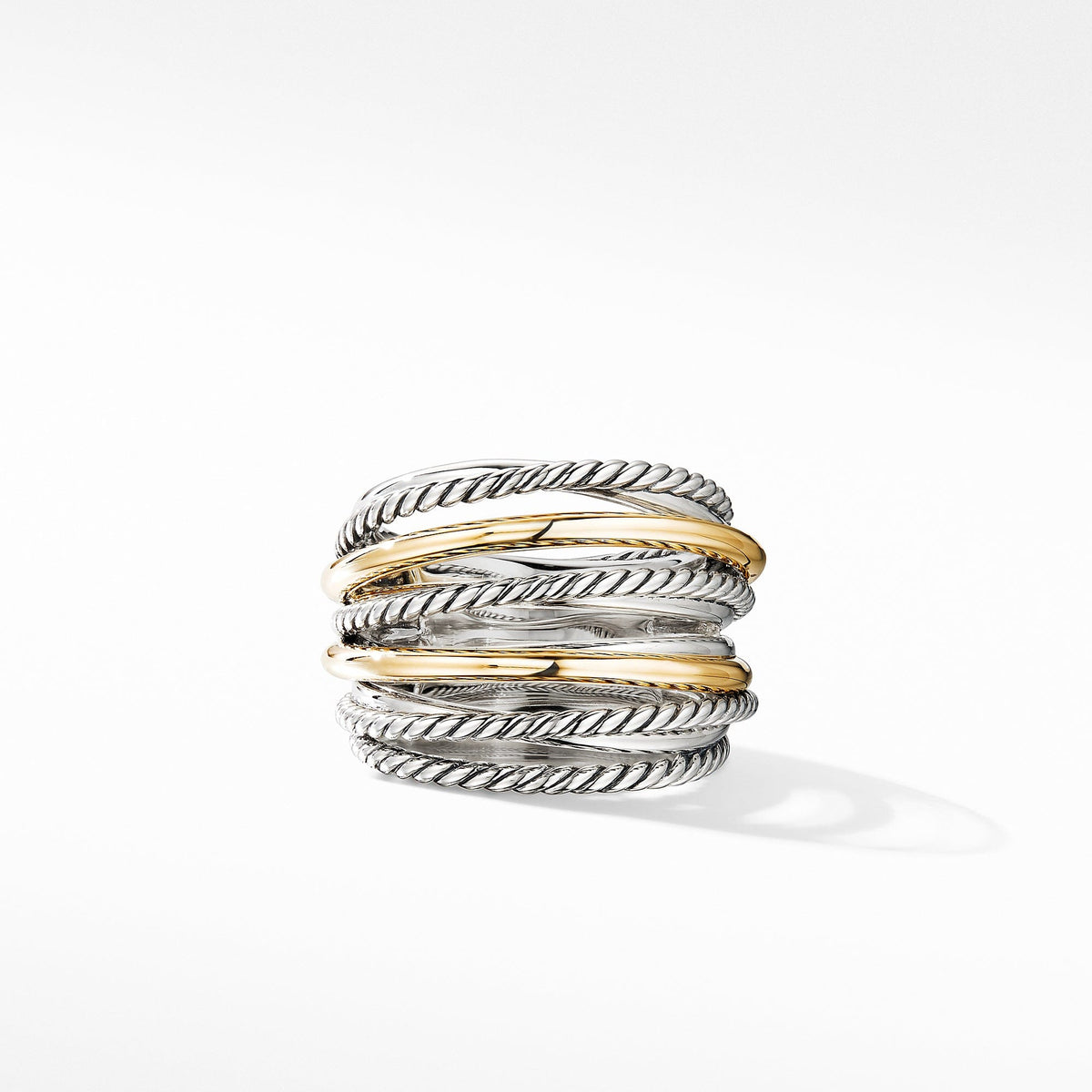 Crossover Wide Ring with 18K Yellow Gold