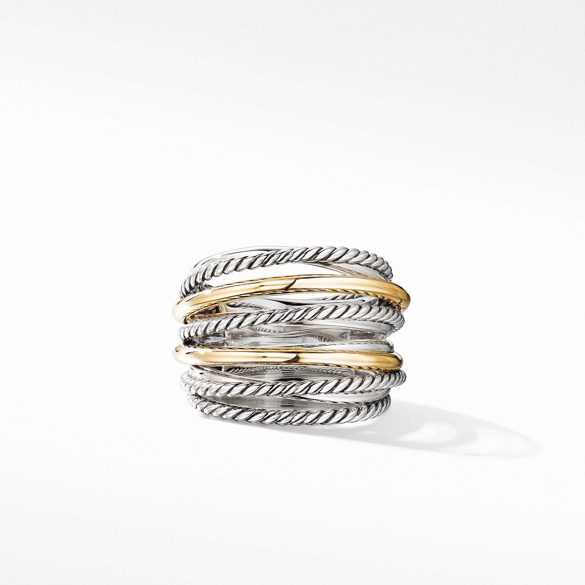 Crossover Wide Ring with 18K Yellow Gold