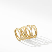 Stax Cable and Pavé Ring in 18K Yellow Gold