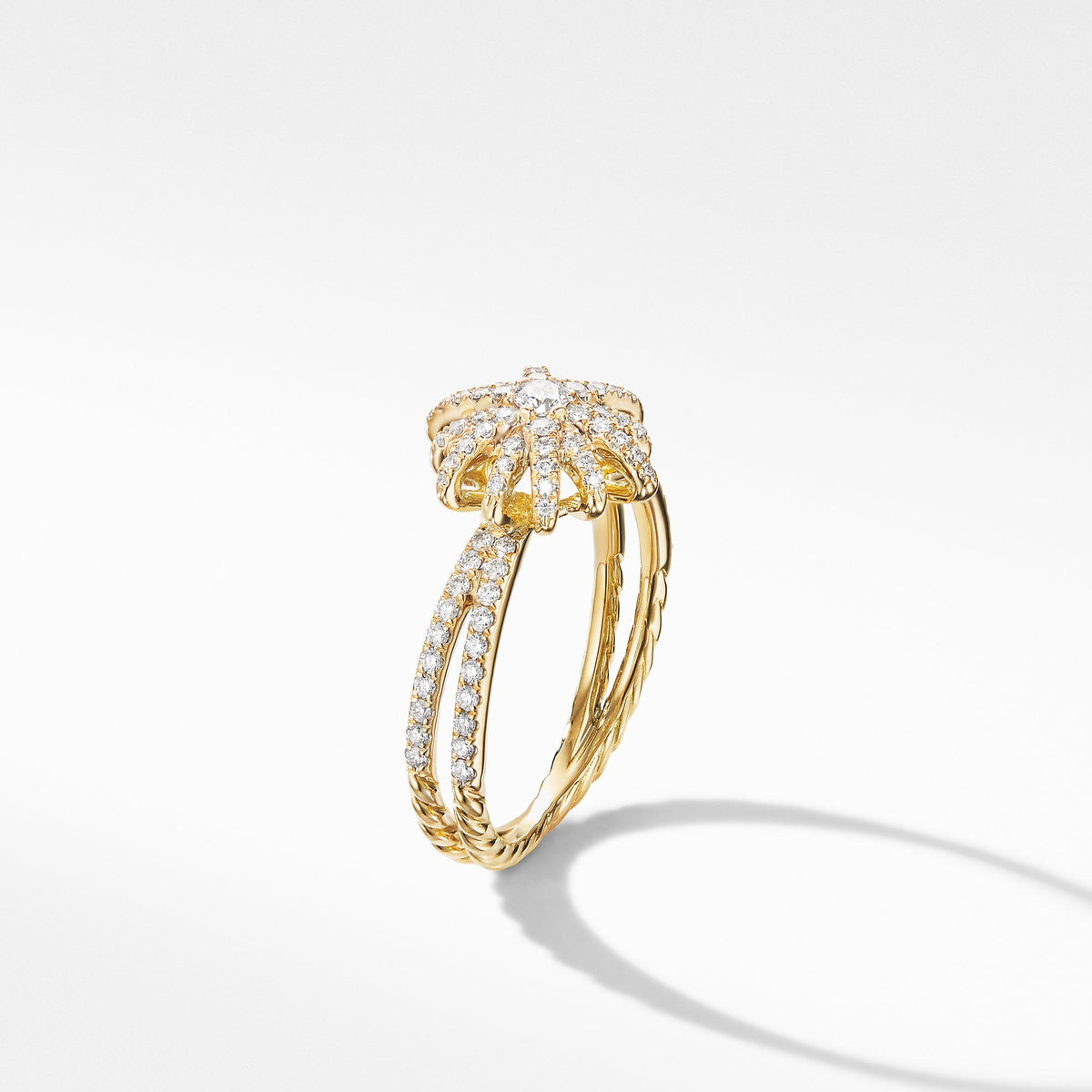 Starbust Ring in 18K Yellow Gold with Pavé Diamonds