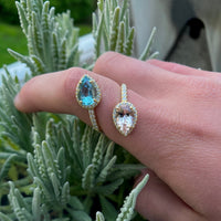 18K Yellow Gold Morganite and Aquamarine Bypass Ring