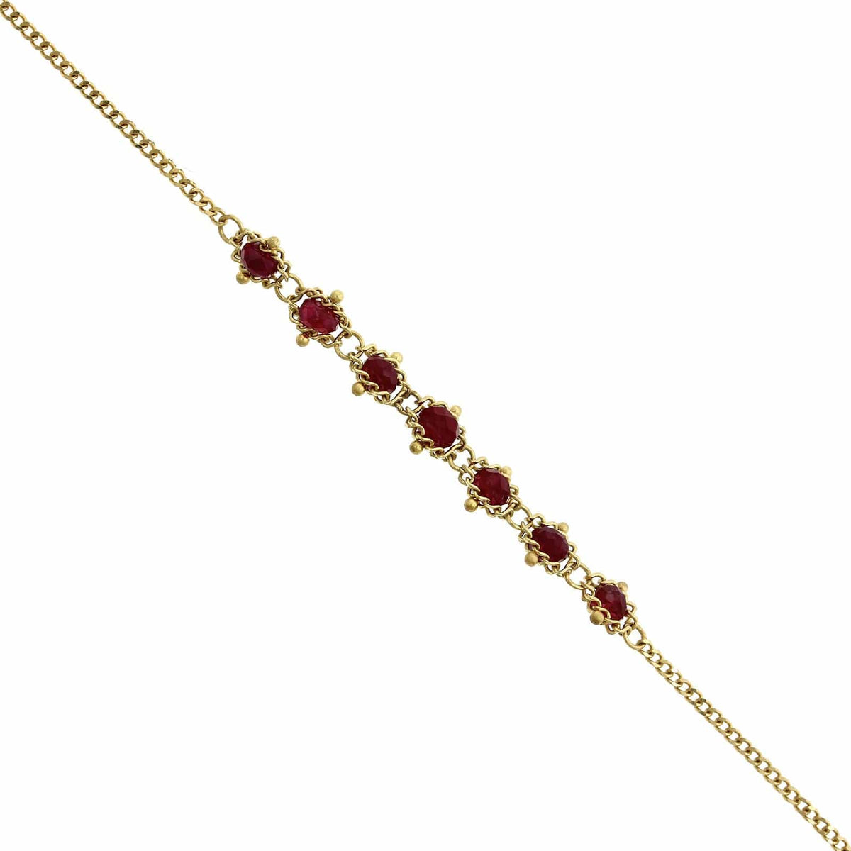 18K Yellow Gold Ruby Bead Bracelet, Long's Jewelers