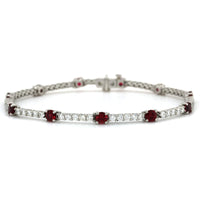 Platinum Ruby and Diamond Line Bracelet, Platinum, Long's Jewelers