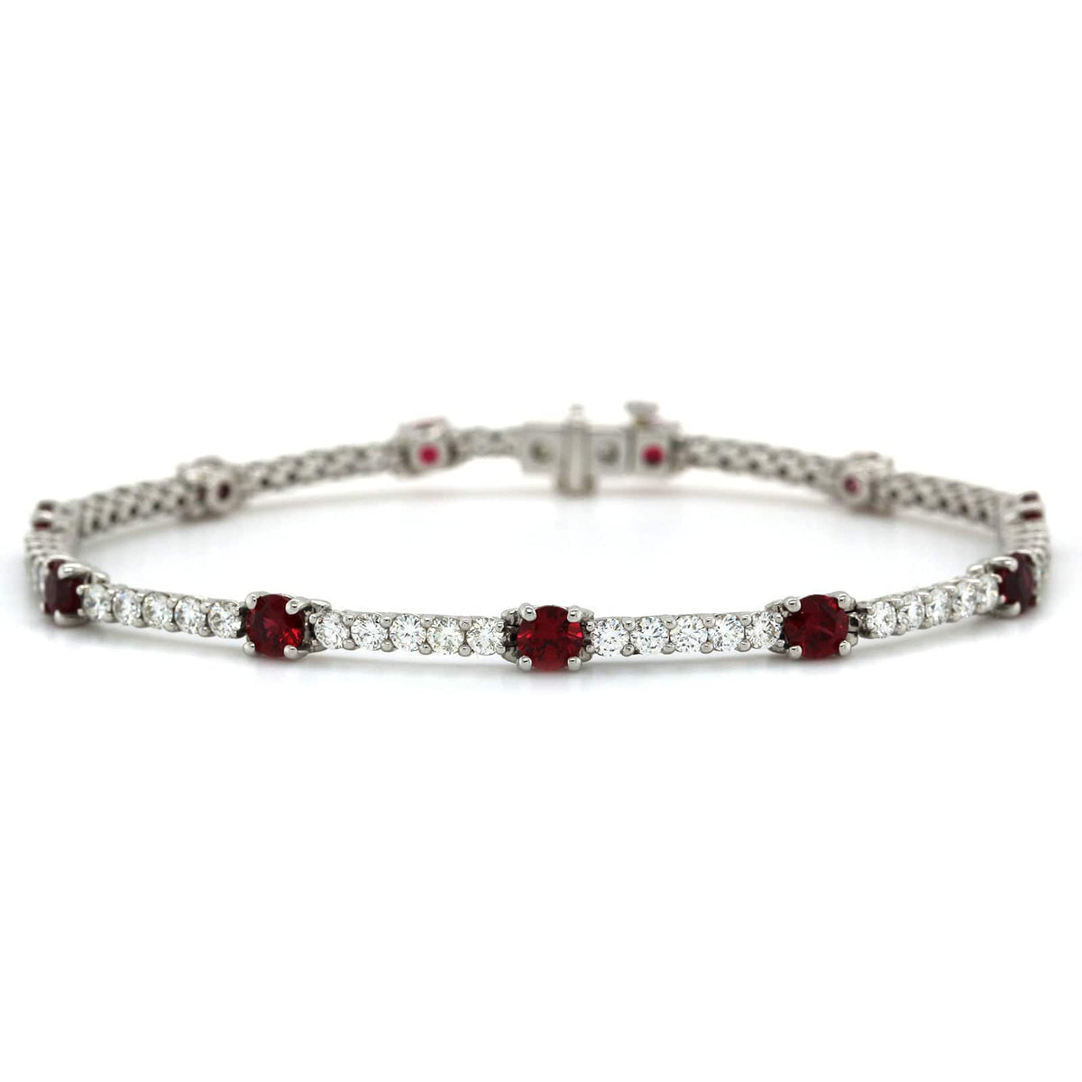 Platinum Ruby and Diamond Line Bracelet, Platinum, Long's Jewelers