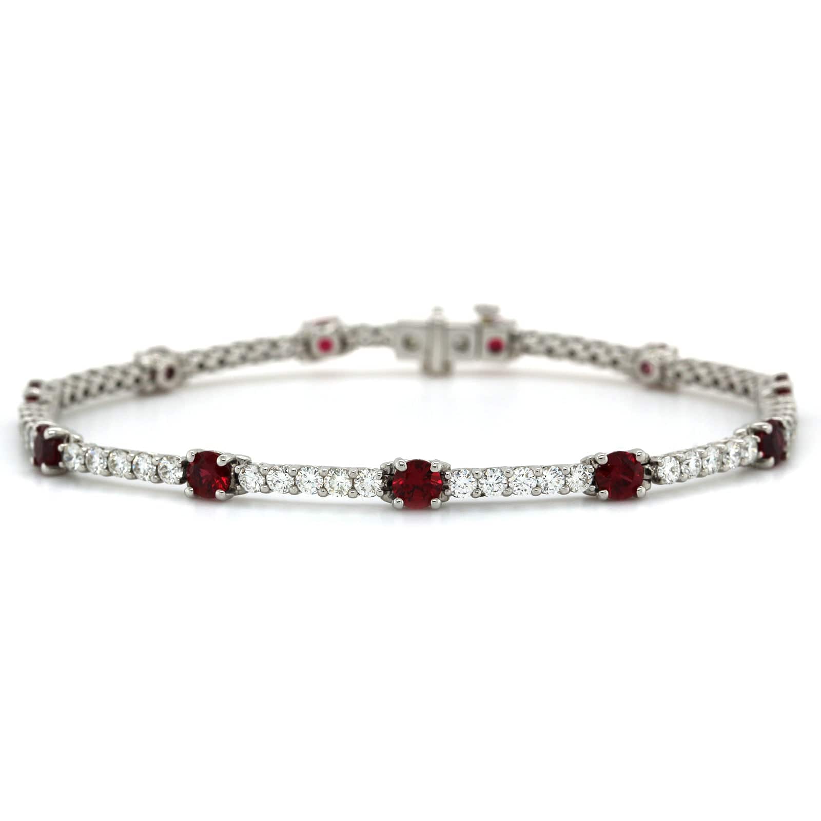Platinum Ruby and Diamond Line Bracelet, Platinum, Long's Jewelers