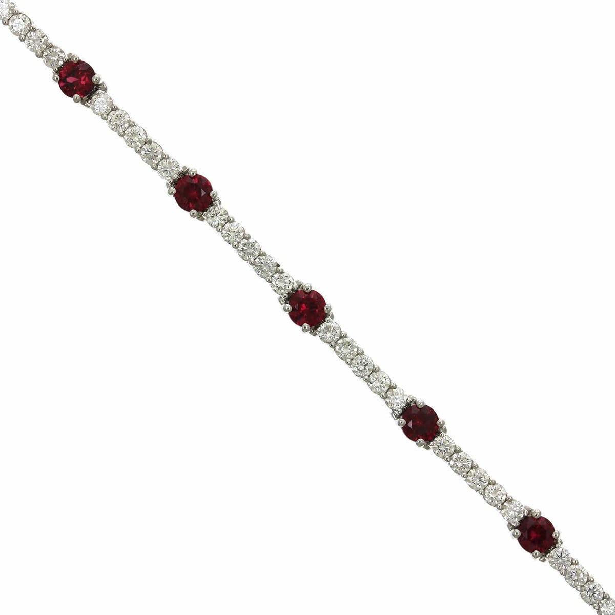 Platinum Ruby and Diamond Line Bracelet, Platinum, Long's Jewelers