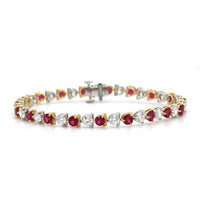 18K Yellow Gold and Platinum Ruby Diamond Bracelet, 18k yellow gold and platinum, Long's Jewelers