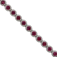 18K White Gold Ruby Diamond Halo Bracelet, 18k white gold, Long's Jewelers