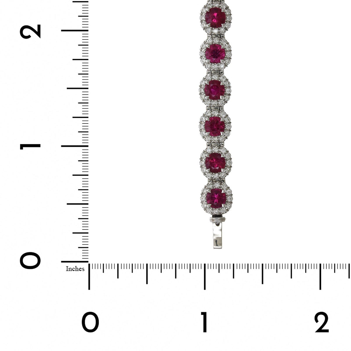 18K White Gold Ruby Diamond Halo Bracelet, 18k white gold, Long's Jewelers
