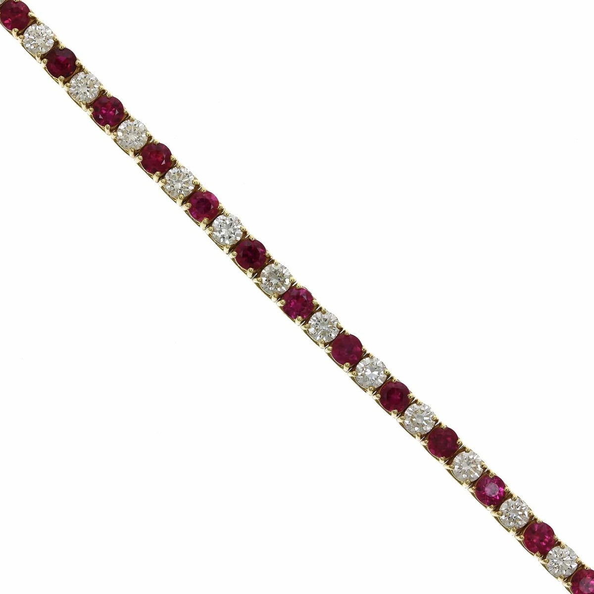 18K Yellow Gold Ruby and Diamond Tennis Bracelet, 18k yellow gold, Long's Jewelers