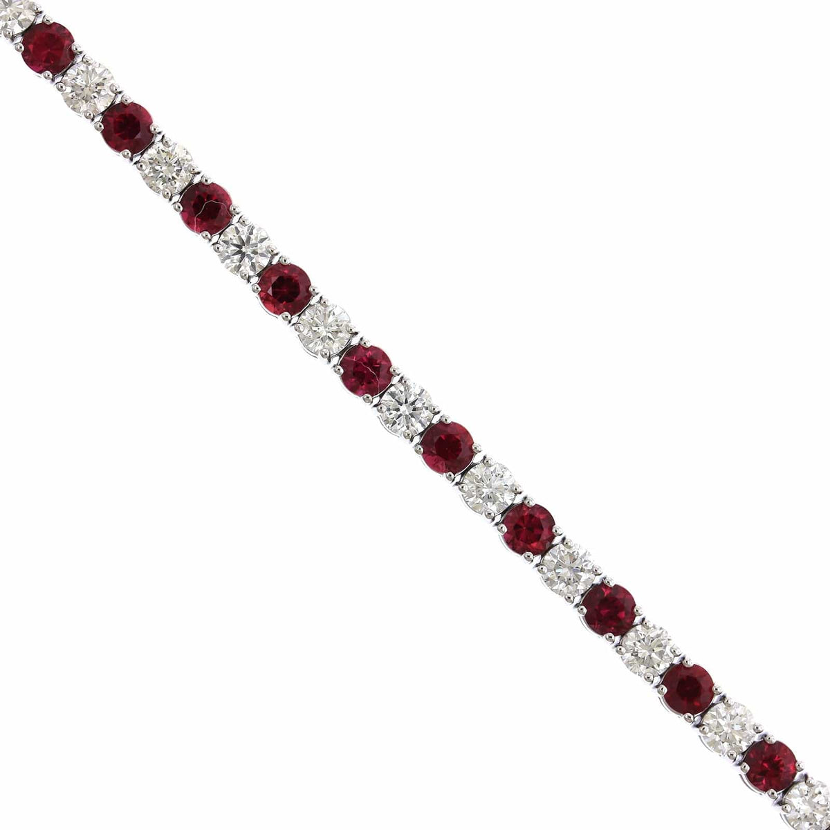 18K White Gold Ruby and Diamond Tennis Bracelet, Longs Jewelers