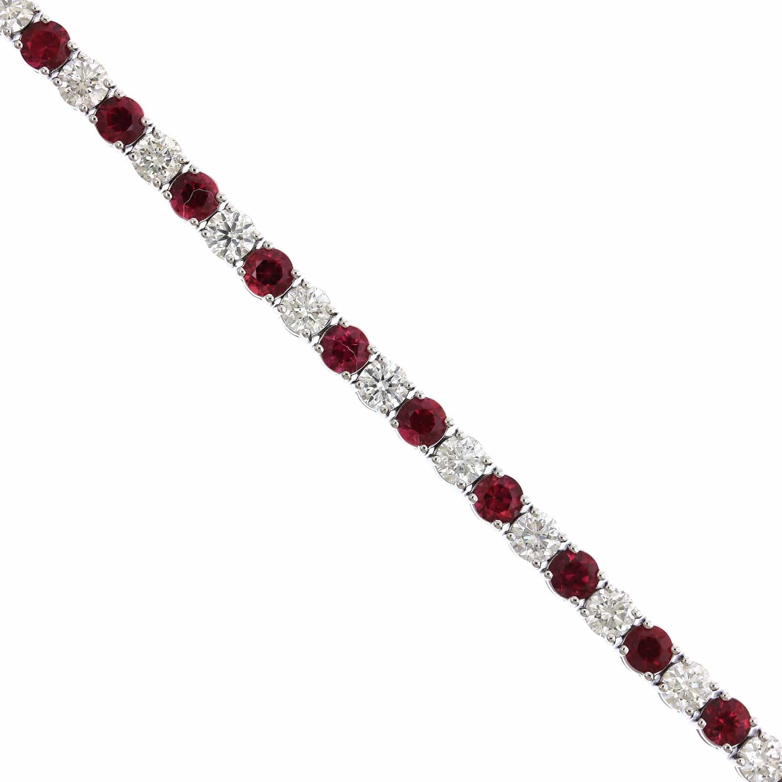18K White Gold Ruby and Diamond Tennis Bracelet, Longs Jewelers