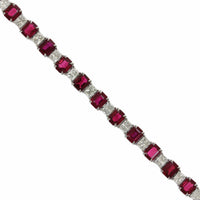 Platinum Emerald Cut Ruby and Diamond Bracelet, Platinum, Long's Jewelers